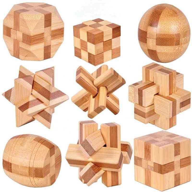 Kids Adult Kong Ming Luban Lock 3d Handmade Bamboo Math Puzzles