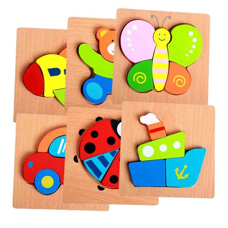 Kids Wood 3d Animal Wooden Puzzles Cognitive Montessori Wooden Baby Jigsaw Puzzles Early Educational Toy Baby