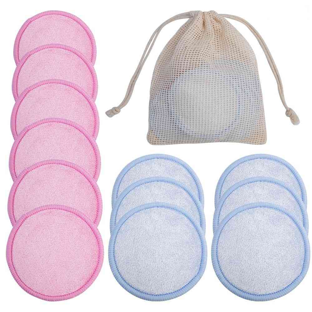 12pcs/bag Washable Rounds Cleansing Facial Cotton Make Up Removal Pads Tool Reusable Makeup Remover Puff Facial Cotton Pads