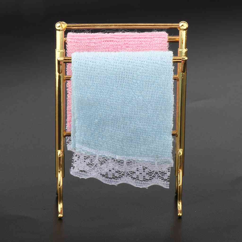 Realistic Miniature Bathroom Towels Rack Set