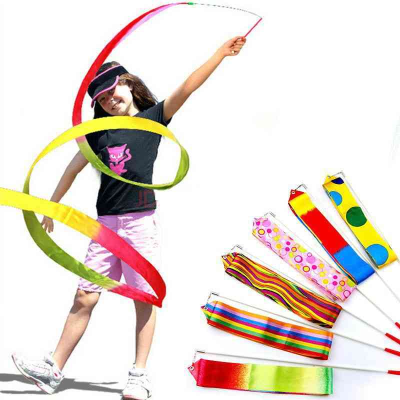 Colorful Gymnastics Ribbons Toy Best Boys Girls Outdoor Hyun Dance Band 4 Meter Bauble Art Ballet Twirling Stick