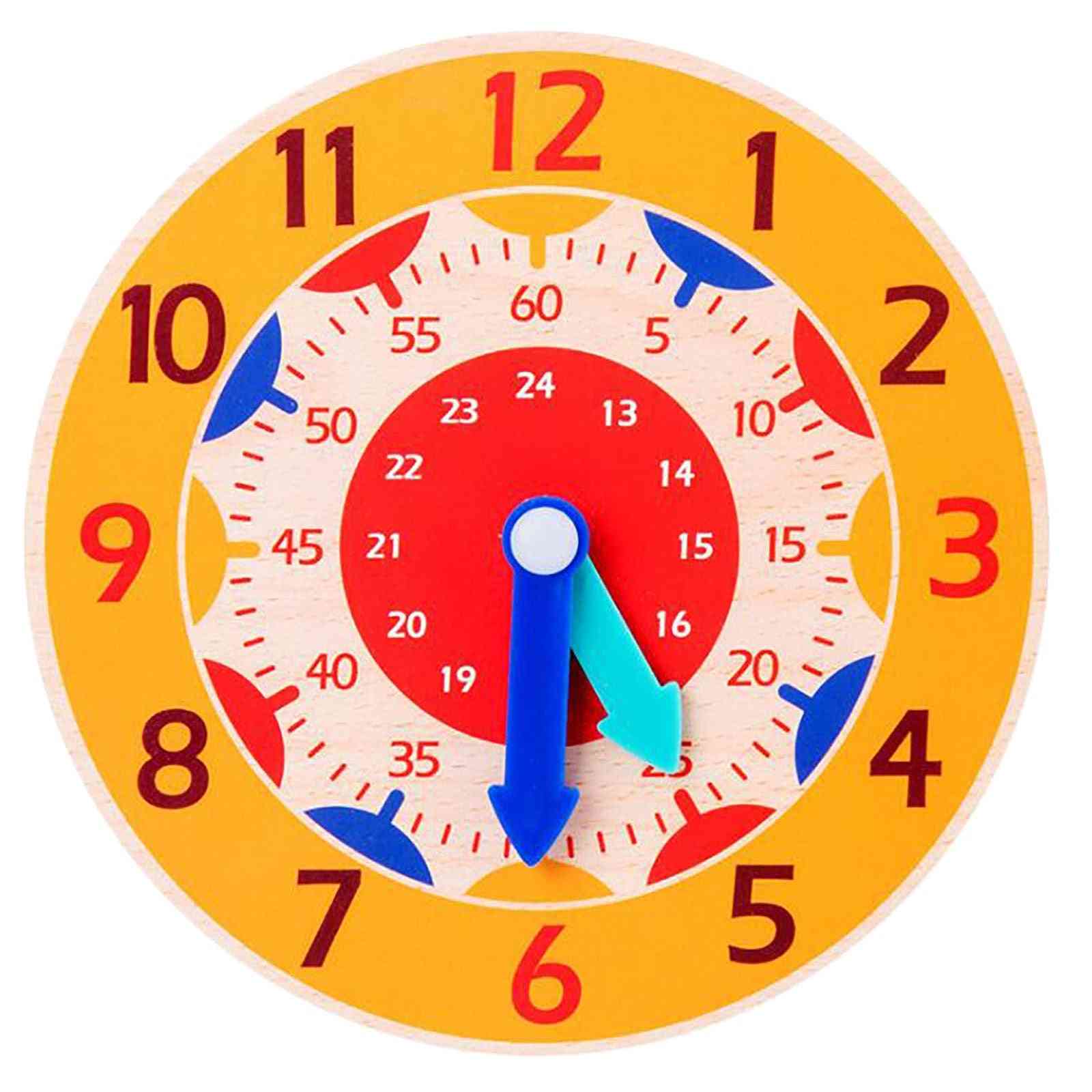 Children Montessori Wooden Clock Hour Minute Second Cognition Colorful Clocks Early Preschool Teaching