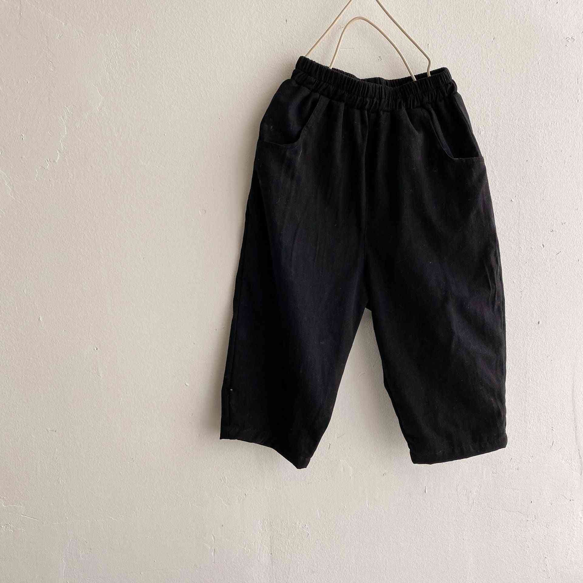 Korealaistyyliset yksiväriset leveät rennot housut
