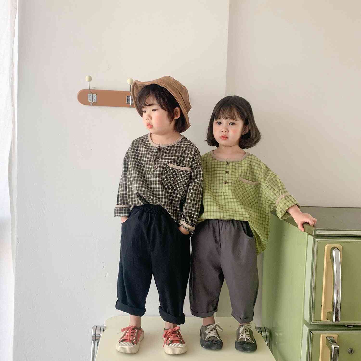 Korealaistyyliset yksiväriset leveät rennot housut