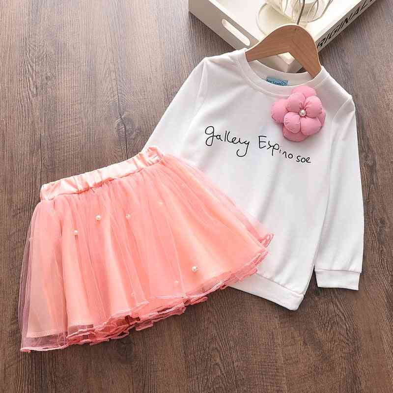 Baby Simple Sweater Top With Lace Cute Skirt