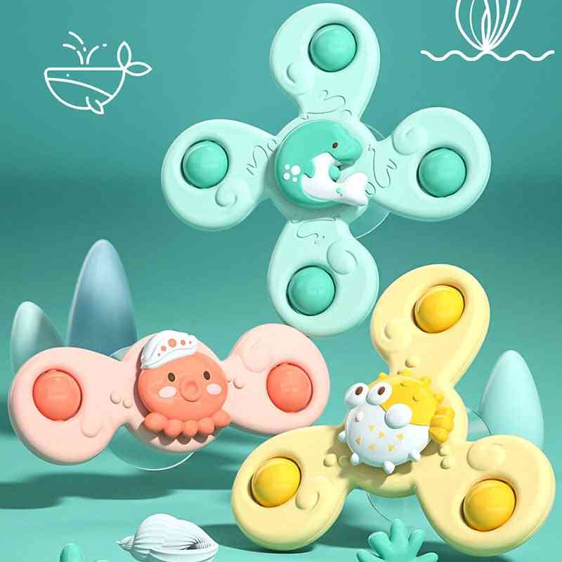 Montessori babybadkar för pojke badande sugkopp spinner sugkopp leksak barn skallror bitring