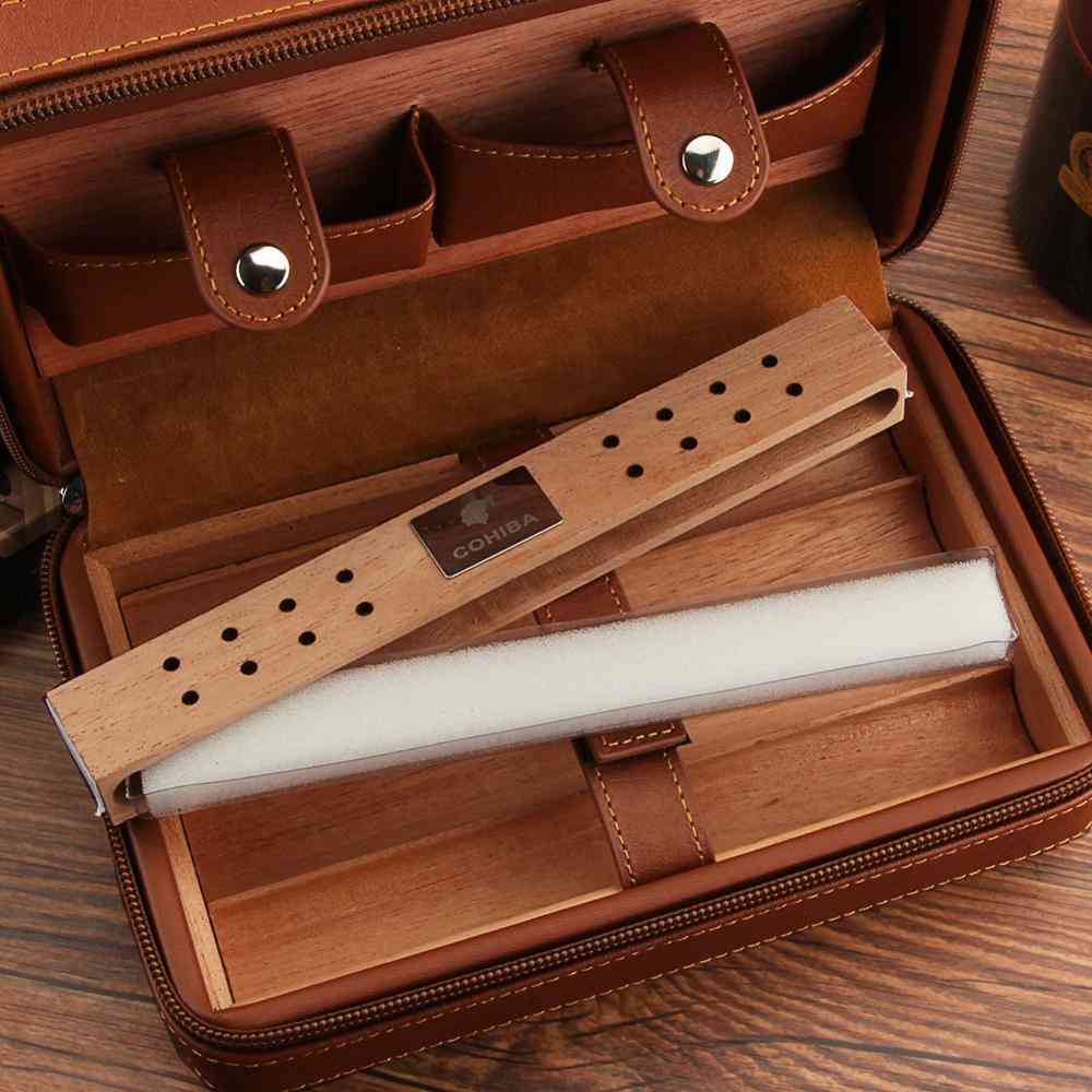 Leather Travel Humidor Humidifier Set