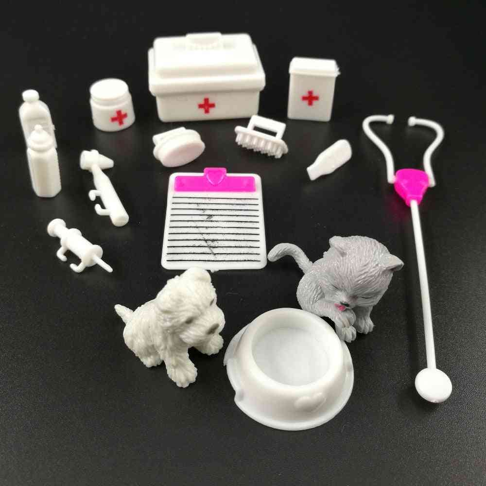 Doll Playset Medical Equipment Kit Supplies Pet For Barbie