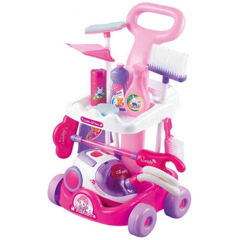 Pretend Play Toy Simulation Vacuum Cleaner Cart Cleaning Dust Tools For Doll Accessories