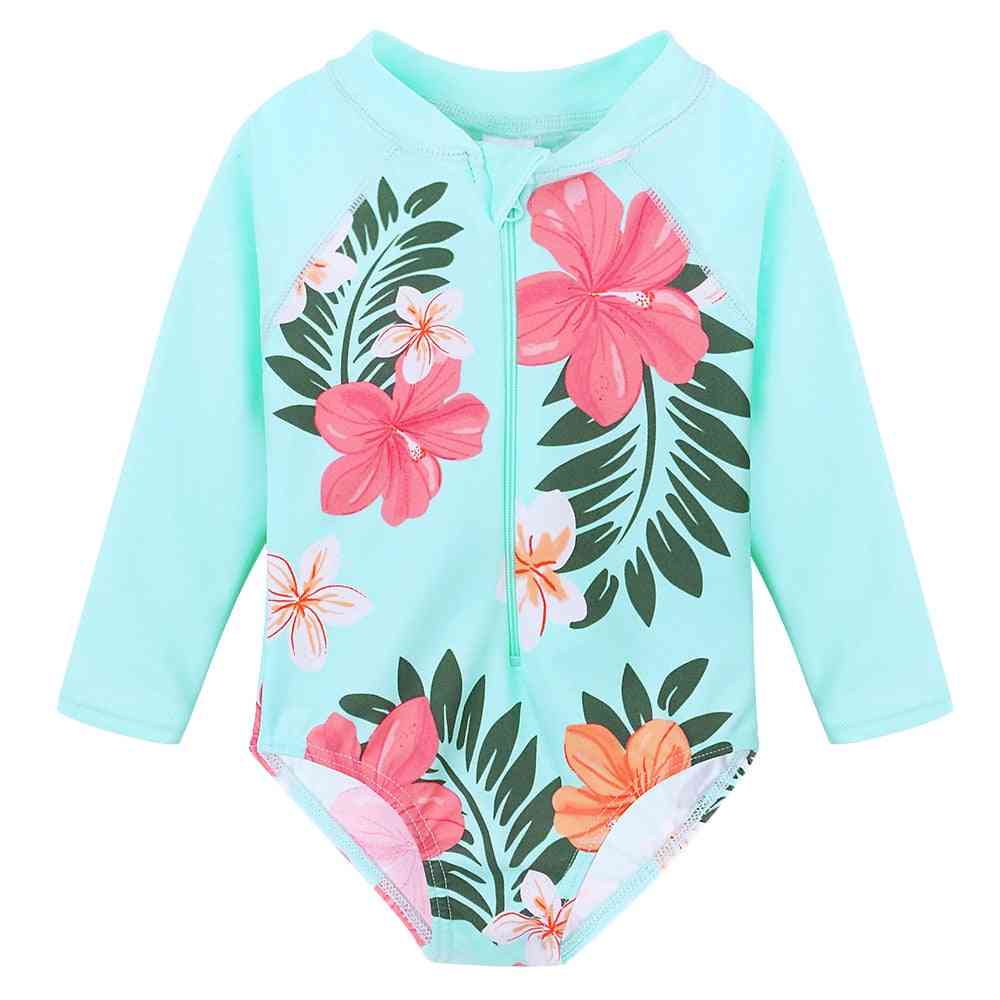 Baohulu Upf 50+ Baby Swimwear Summer Infant Baby Sun Suit Long Sleeve Print Swimsuit Bathing Clothes Girl One-piece