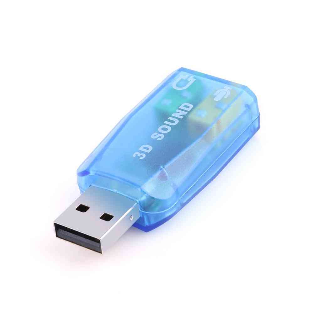 External Usb Sound Card 3d Audio Headset Microphone Adapter For Pc