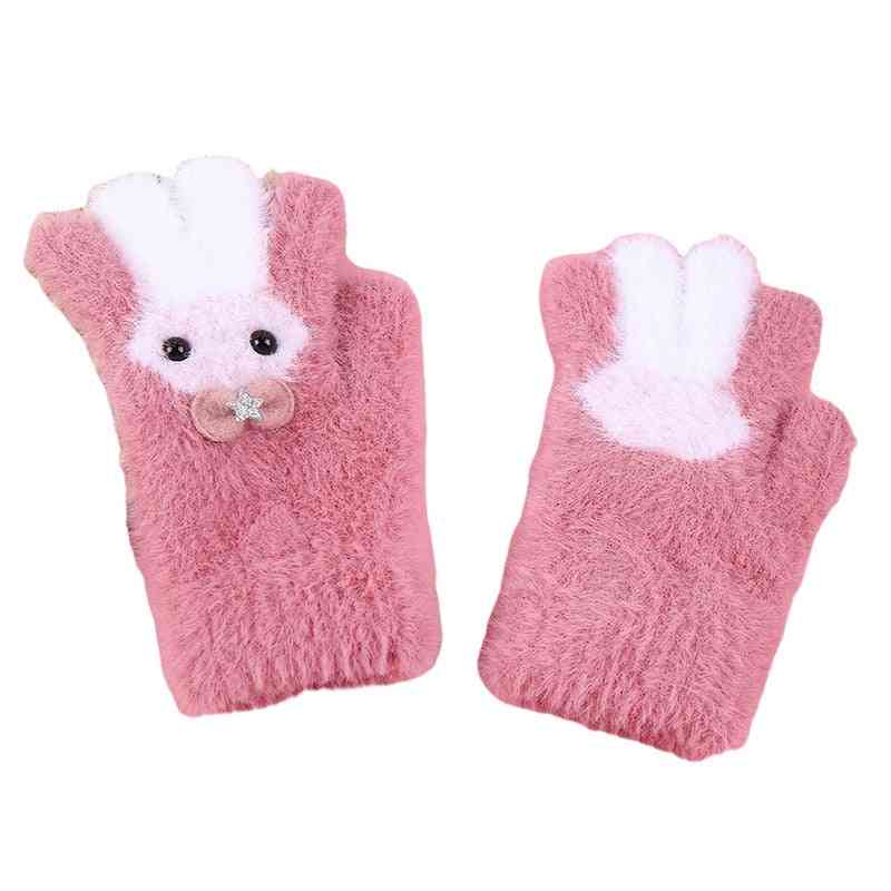 Warm Soft Rabbit Wool Cartoons Kids Gloves