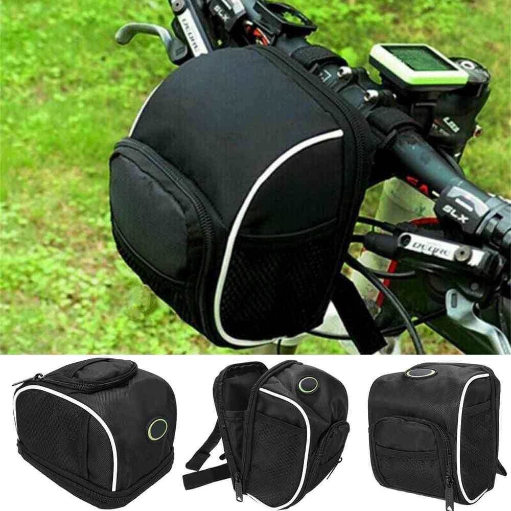 1pc Oxford Cloth Cycling Bags Safety Reflective Strip Bicycle Handlebar Zipper Bag Bike Front Tube Pannier Rack Basket Accessory