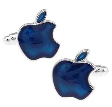 Igame Men Blue Apple Fruit Design Cufflinks