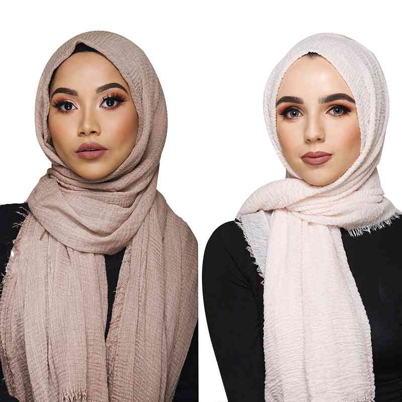 Kvindelige muslimske hijab eller tørklæde - blødt bomuldstørklæde - islamisk hijab eller sjaler