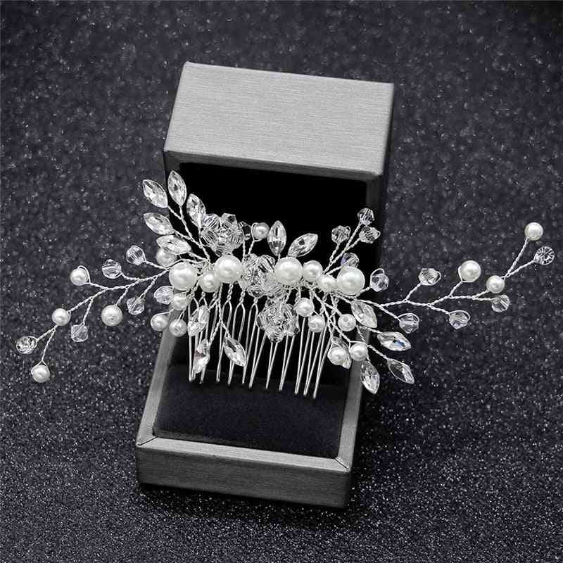 Crystal Pearl Hair Combs For Wedding - Bridal Hair Jewelry - Bride Hair Comb