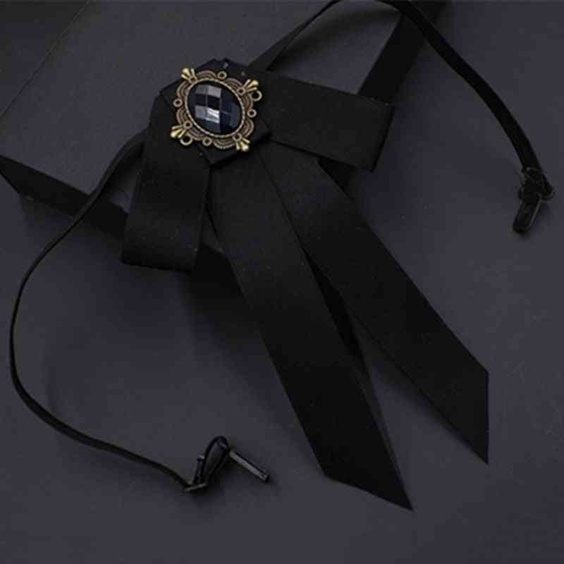 Gorgeous Bow Tie Vintage Cameo Lady Head Diamond Pearl Ribbon Tassel