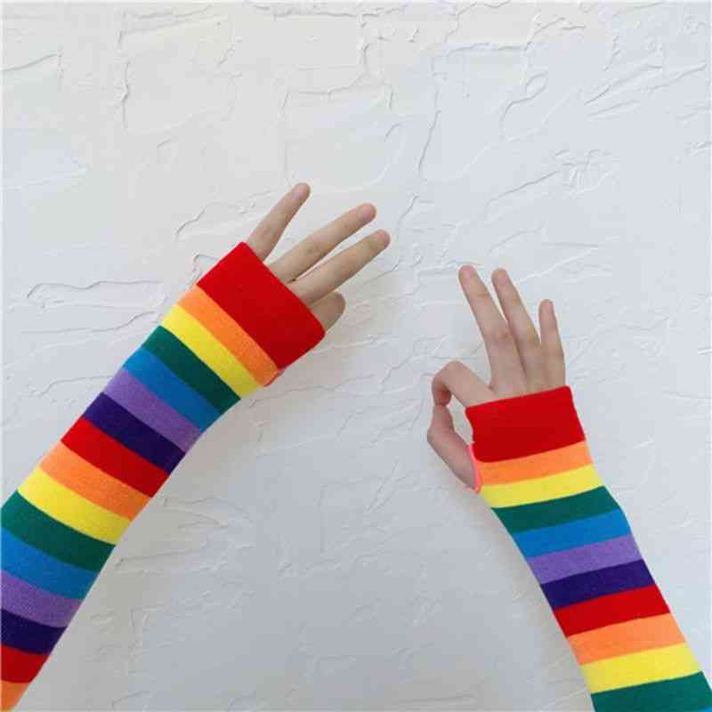 Harajuku Elbow Length Fingerless Arm Sleeve Gloves