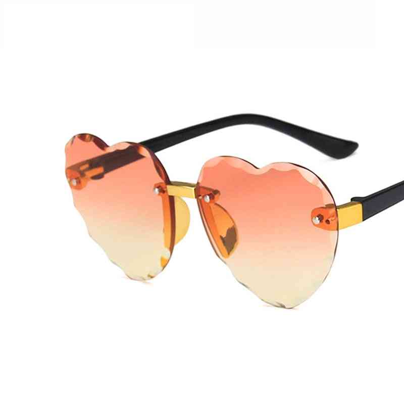 Cute Heart Rimless Sunglasses Uv400 Protection Eyewear