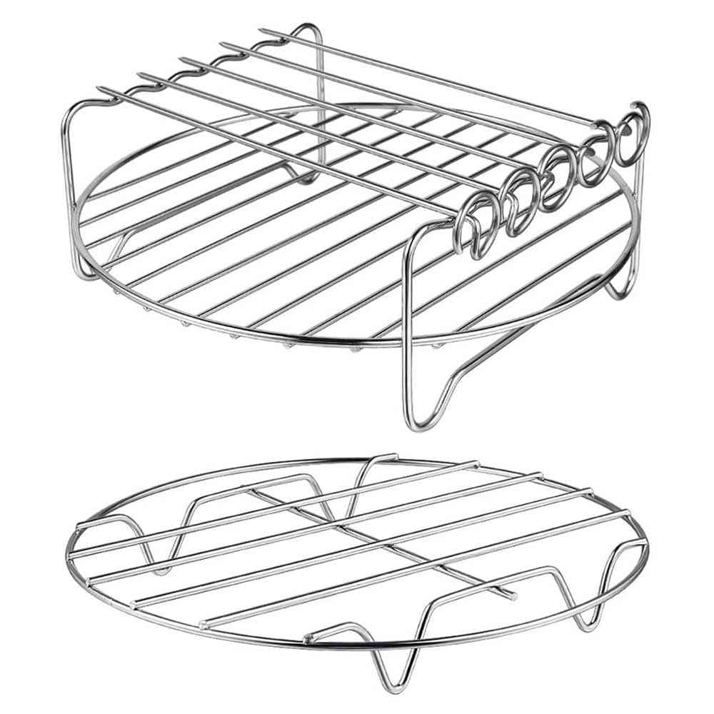 Multi-purpose Double Layer Fryer Rack With Skewer Set