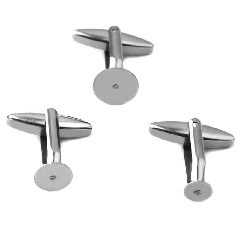 Stainless Steel French Cufflinks - Base Blank Tray Setting Diy Cuff Links