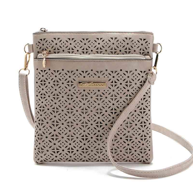 Small Casual Messenger Bag, Pu Hollow Out Crossbody Bags