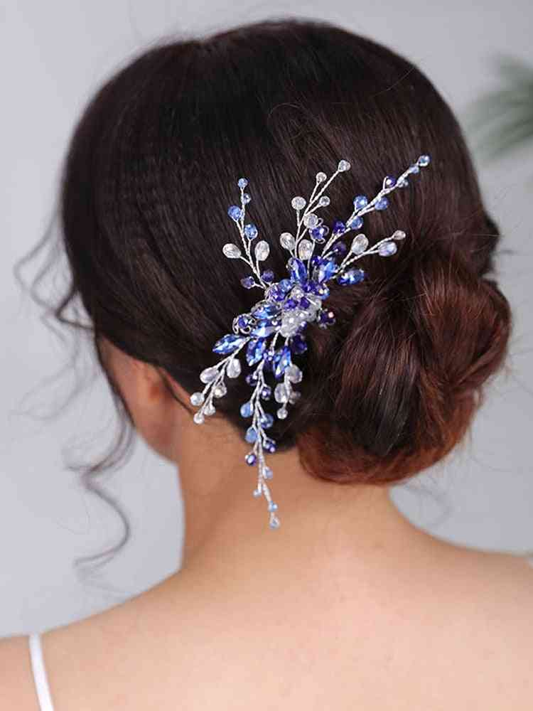 Bohemian Hair Comb Blue Headpieces Crystal