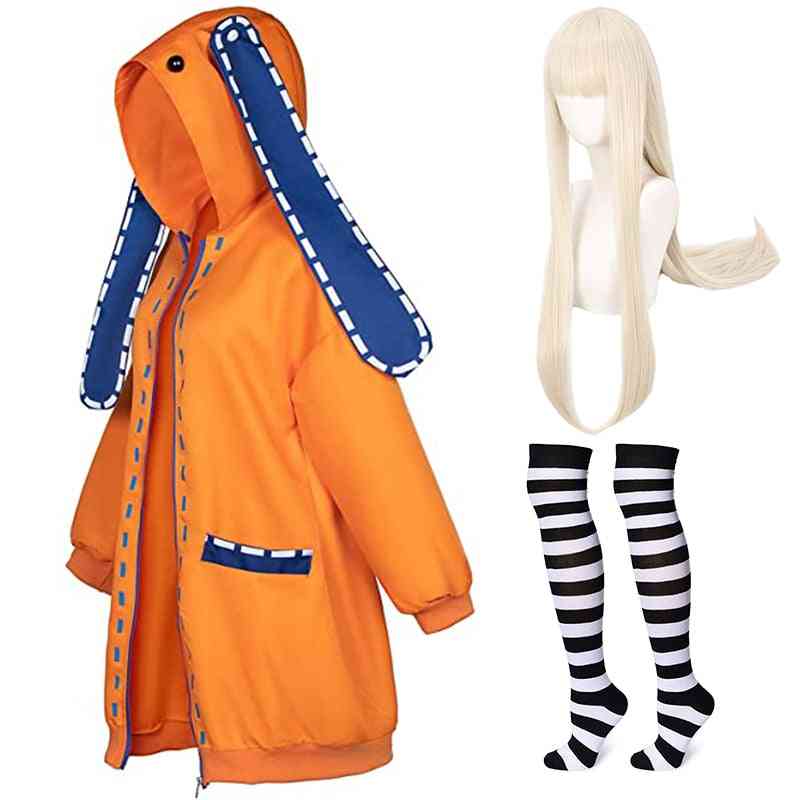 Anime kakegurui yomoduki runa cosplay kostumer hættetrøje compulsive gambler hættetrøjer paryk sok jakkesæt halloween kostume