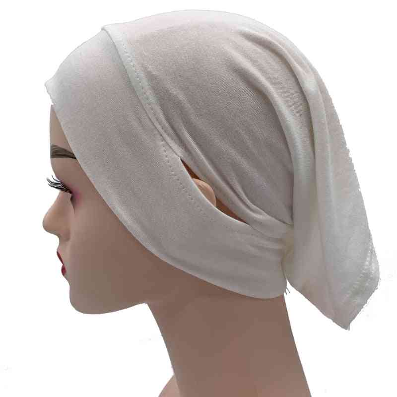 Ear Hole Inner Hijabs Stretchy Cotton Muslim Turban Hat