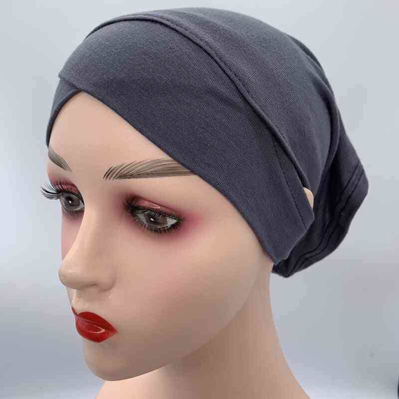 Ear Hole Inner Hijabs Stretchy Cotton Muslim Turban Hat