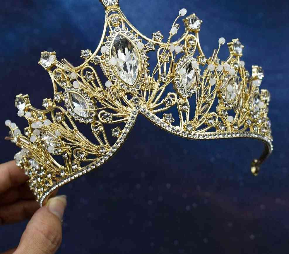 Guld sølv brud tiaraer brude hovedbeklædning hår smykker