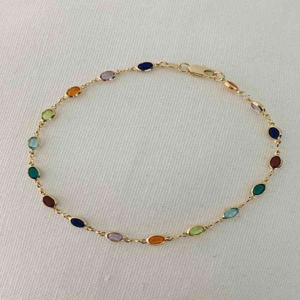Rainbow Color Crystal Anklets Bracelets For Women Ethnic Style