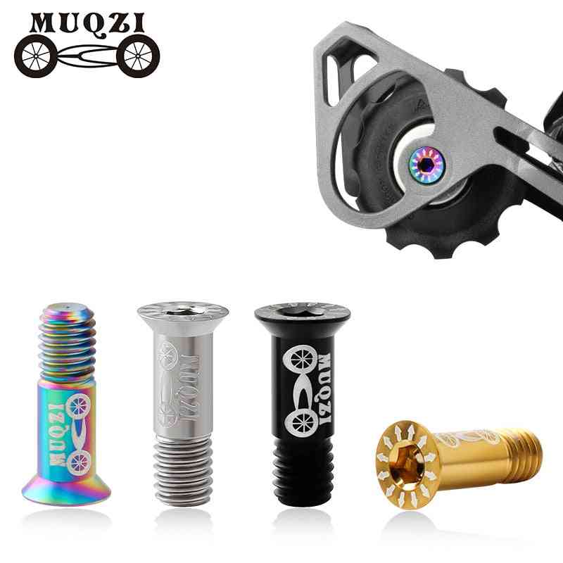 Muqzi 2pcs Bike M5 Titanium Screws Rear Derailleur Jockey Wheel Screws Pulley Guide Wheel Fixed Bolts Mtb Road Accessories Parts