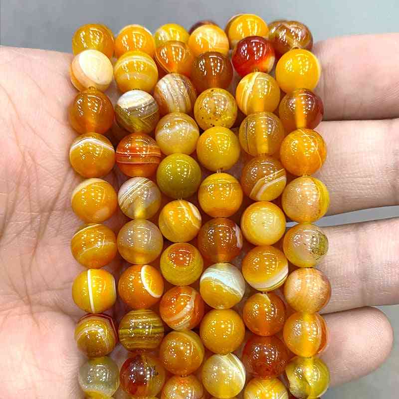 Natural Stripe Onyx Agates Round Beads