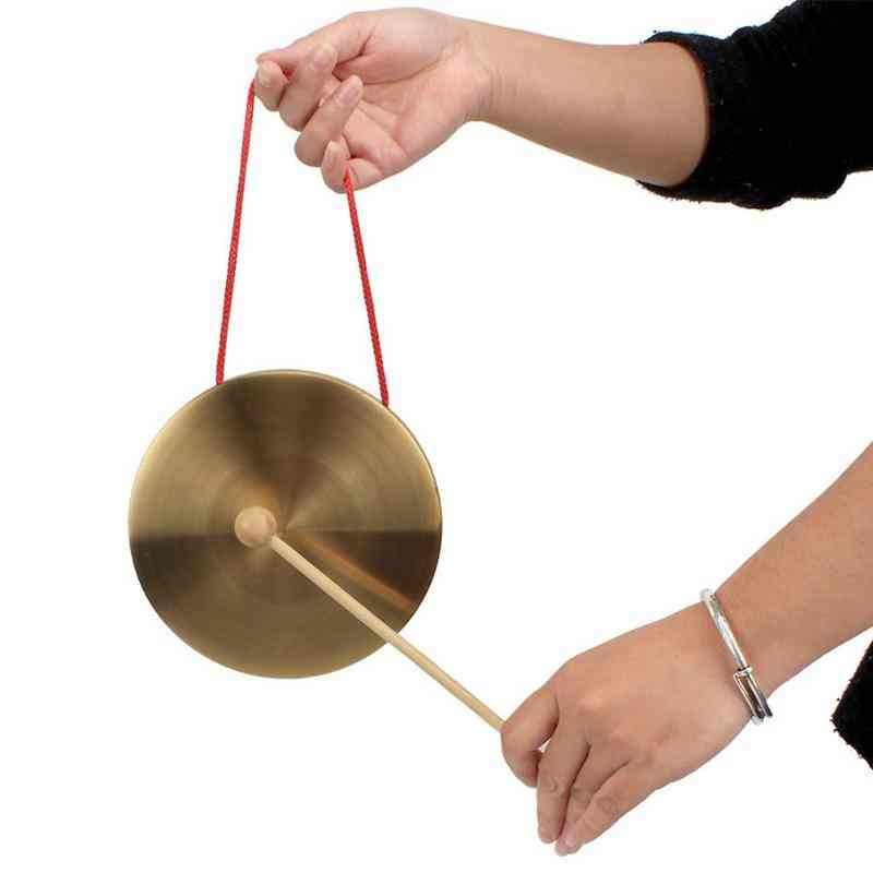 Koppar cymbaler med träpinne traditionell kinesisk folkmusikalisk leksak