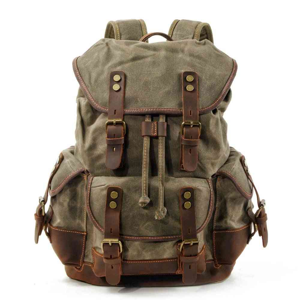 Vintage Canvas Backpacks For Men - Laptop Daypacks Waterproof Bag