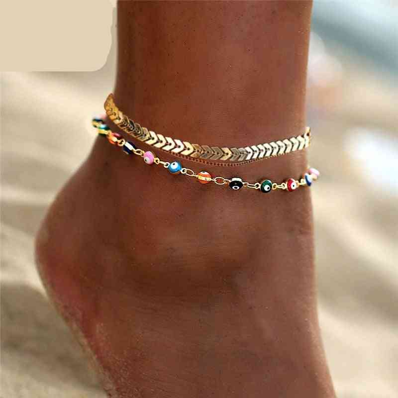 Bohemian Colorful Eye Beads Anklets