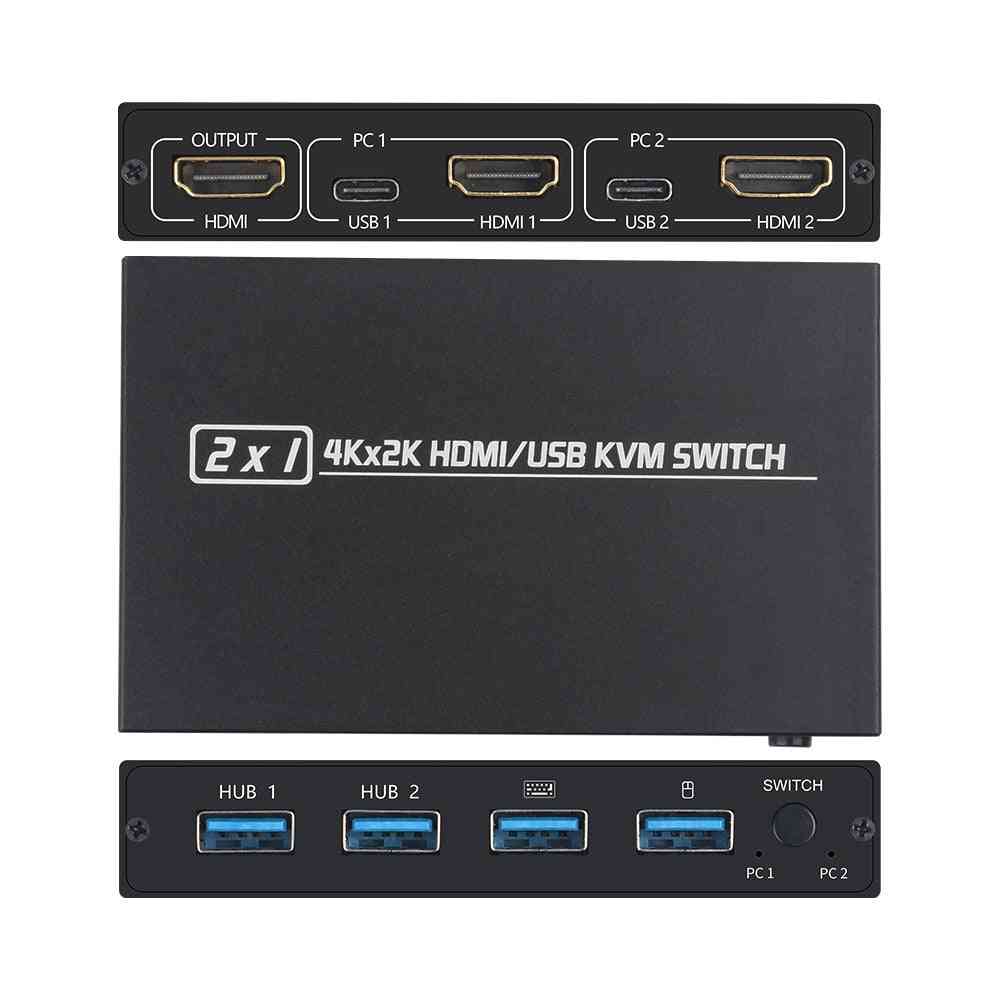 2-port Hdmi, Kvm Switch For Keyboard And Mouse Adaptive