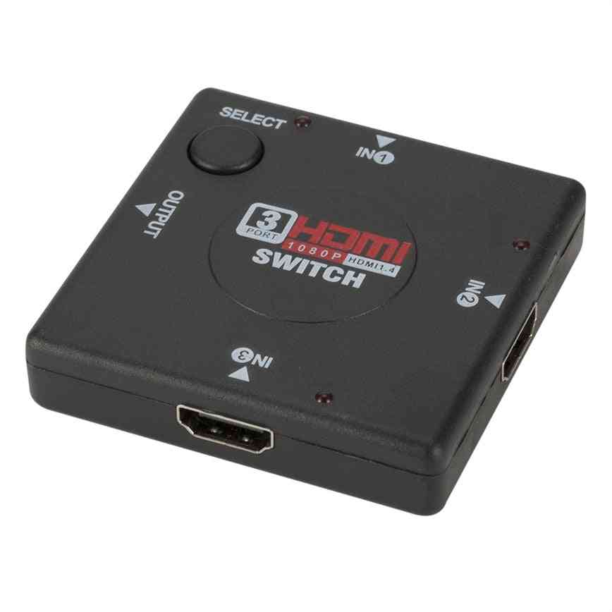 Mini- 3 Port Hdmi Switch, Female To Female, Switcher Splitter Box