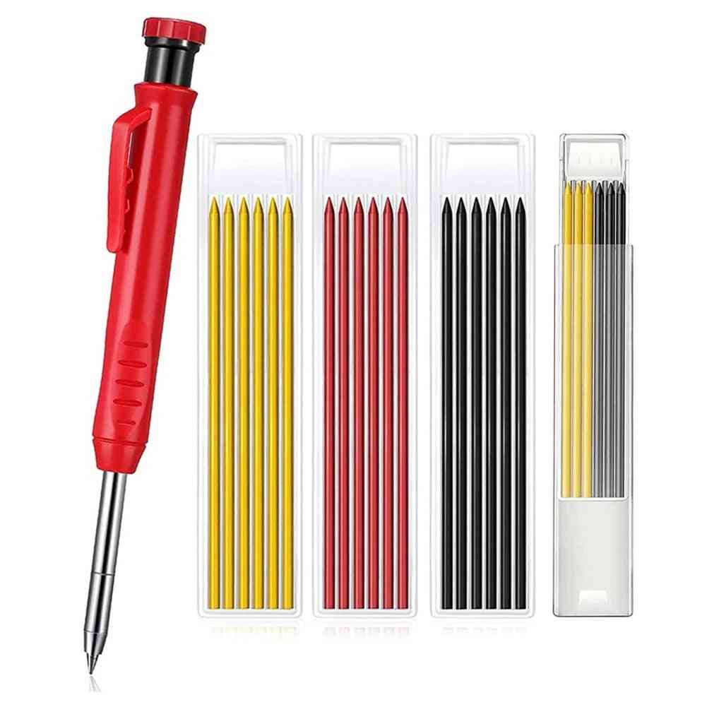 Solid Carpenter- Pencil 6-refill Leads, Sharpener Deep Hole, Hand Tool