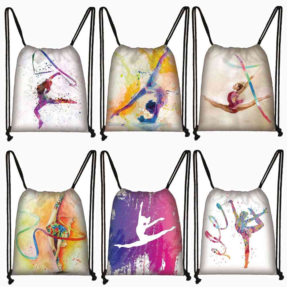 Watercolor Gymnastics Art Print Backpack - Drawstring Bags For