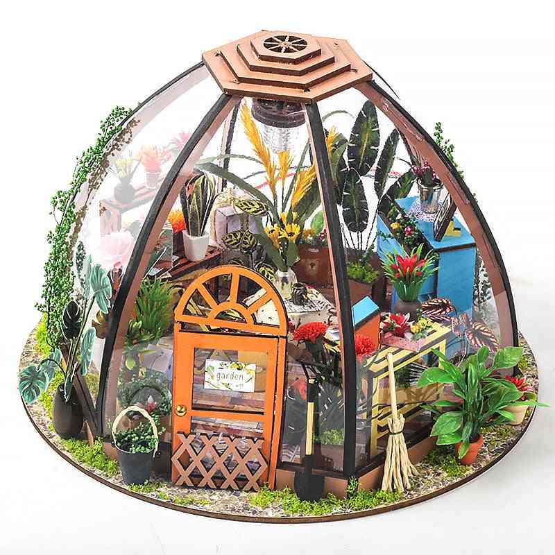 New Wooden Dollhouse Diy Kit Roombox Little House Mini Flower Room