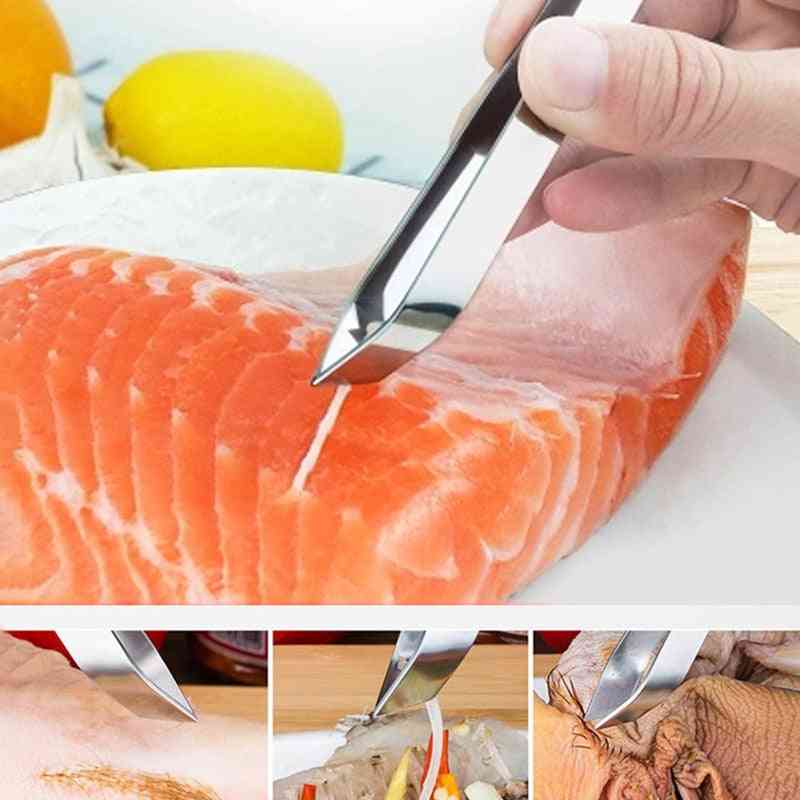 Stainless Steel Fish Bone Tweezers Pincer Clip - Kitchen Gadgets Seafood Tools