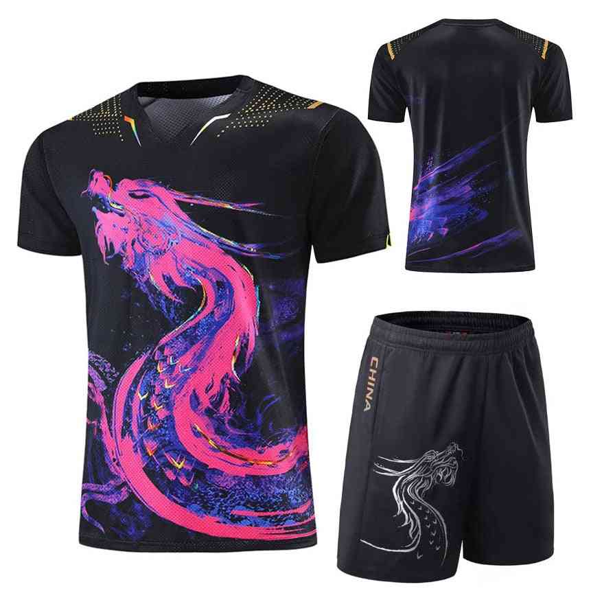 Dragon Table Tennis Male Female T-shirt Shorts Set