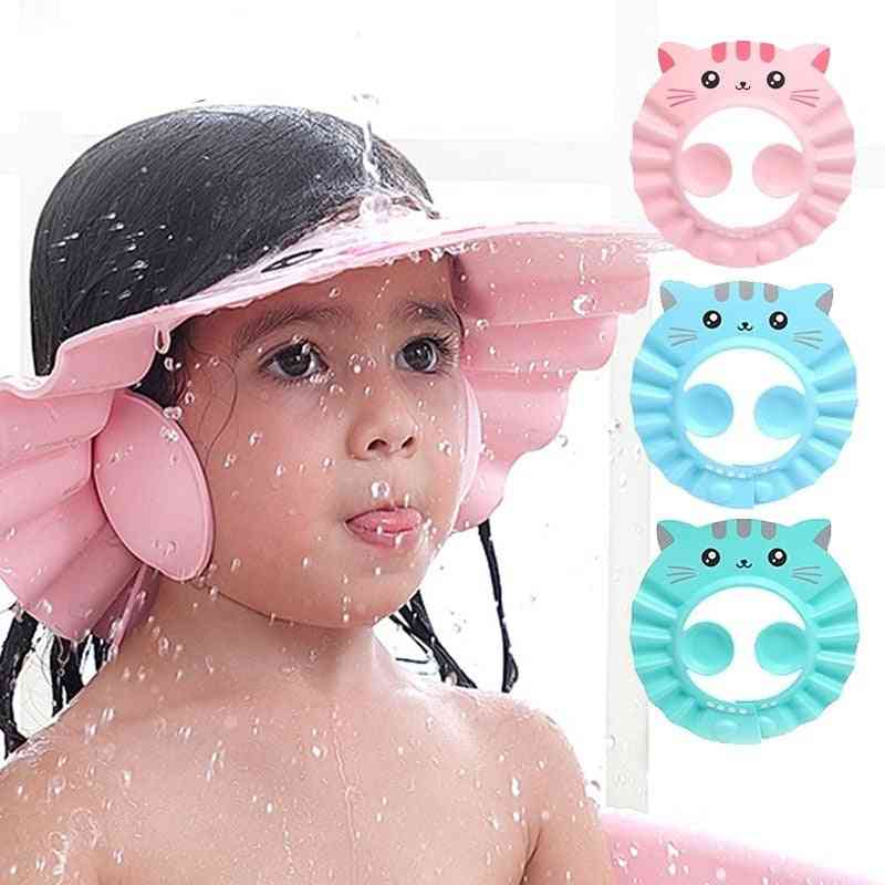 Cute Baby Bath Shower Cap Adjustable Kids Infant Girl Boy Ear Protection Shampoo Cap Hair Wash Hat Head Cover