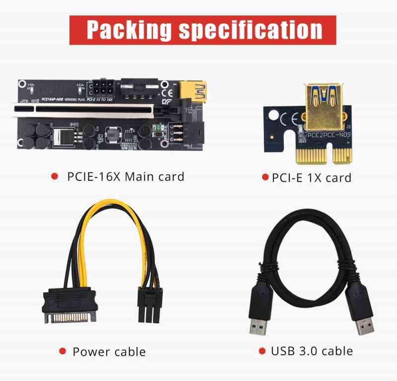 Riser Card Express Pcie Extender Cable Power For Video Card