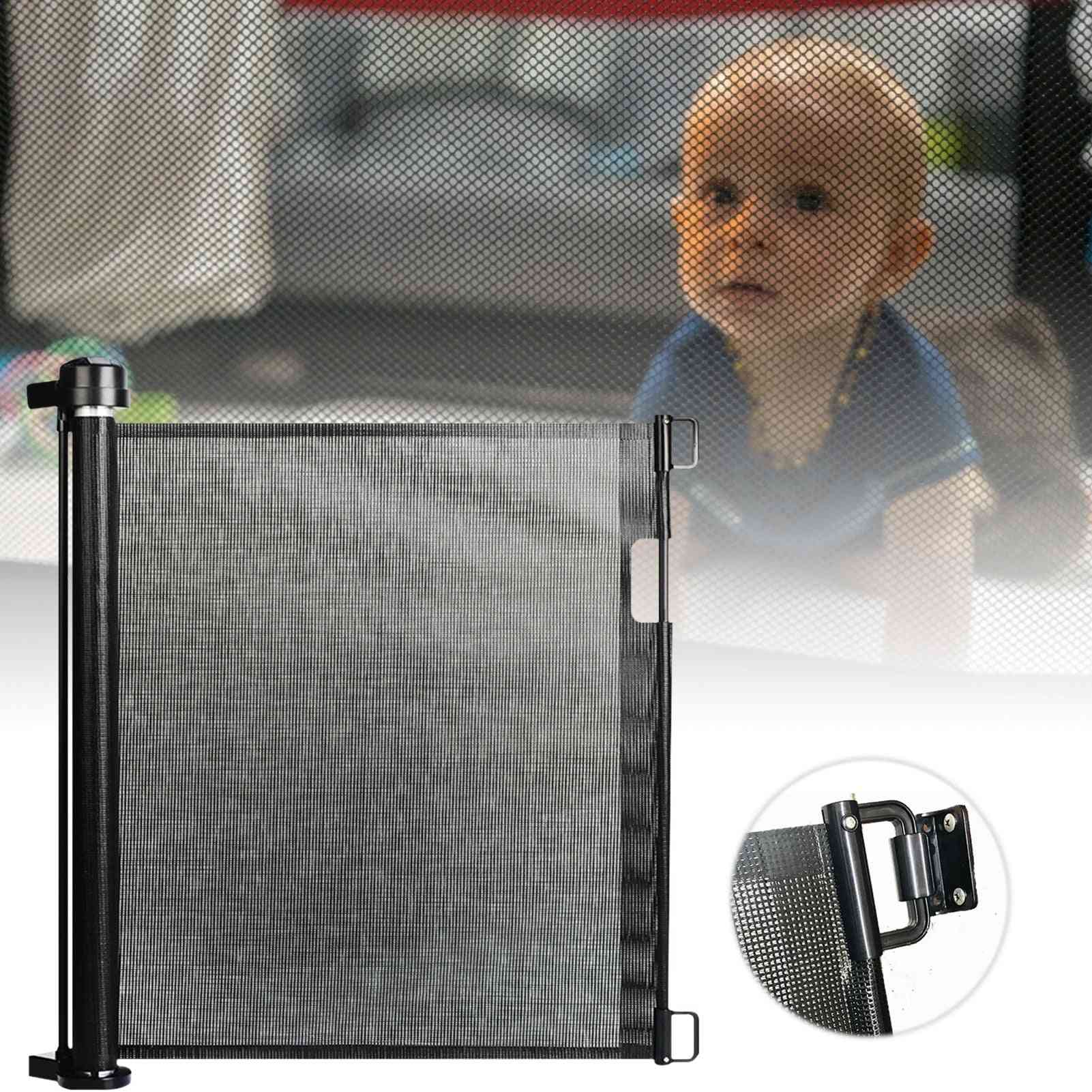 Indoor Outdoor Retractable Gate Child Pet Mesh Safety Door Pet Dog Fence Gate Safe Guard Protection Security Stairs Door For Kid