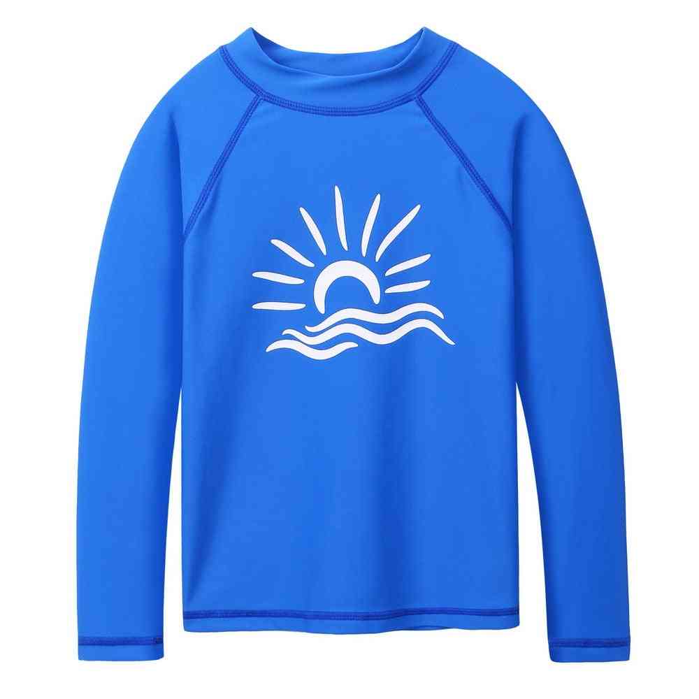 Baohulu Royal Blue Long Sleeve Rashguard Kids Swimwear Sun Shirts Upf 50+ Swimsuit Swim Rash Guard Beach Wear