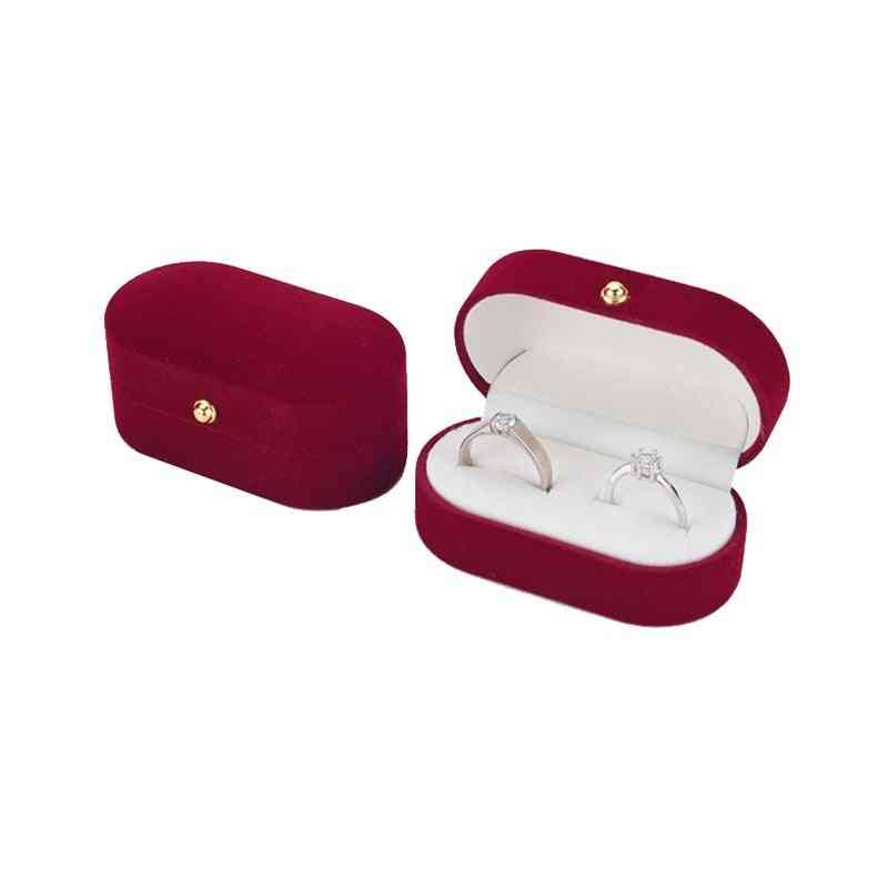 Velvet Ring Box, Double Stud Jewelry Packaging Case