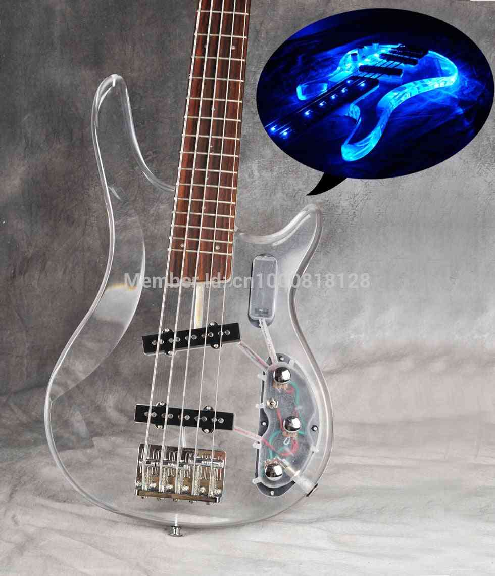Acrylic Body Bass Guitar Rosewood Fingerboard With Led Light High Quality Real Photo